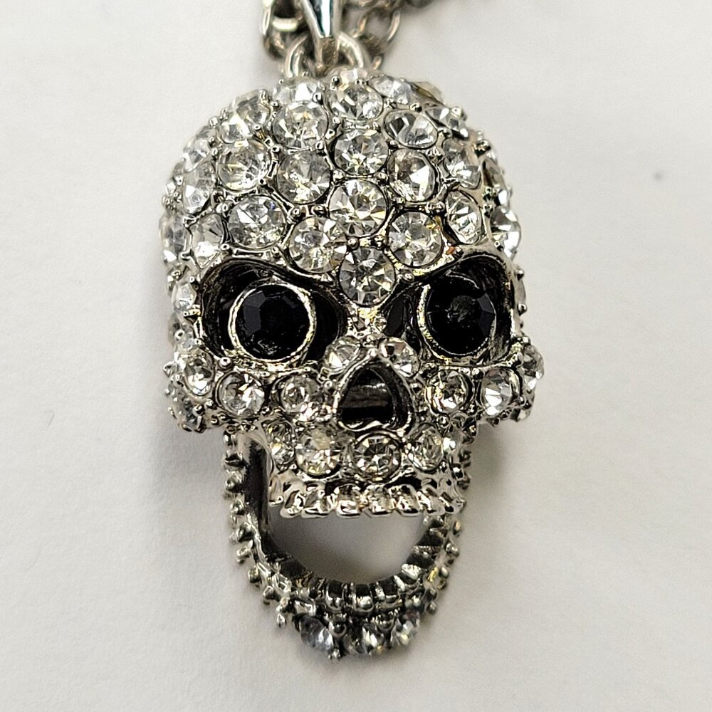 Crystal Mini Silver Skull Necklace